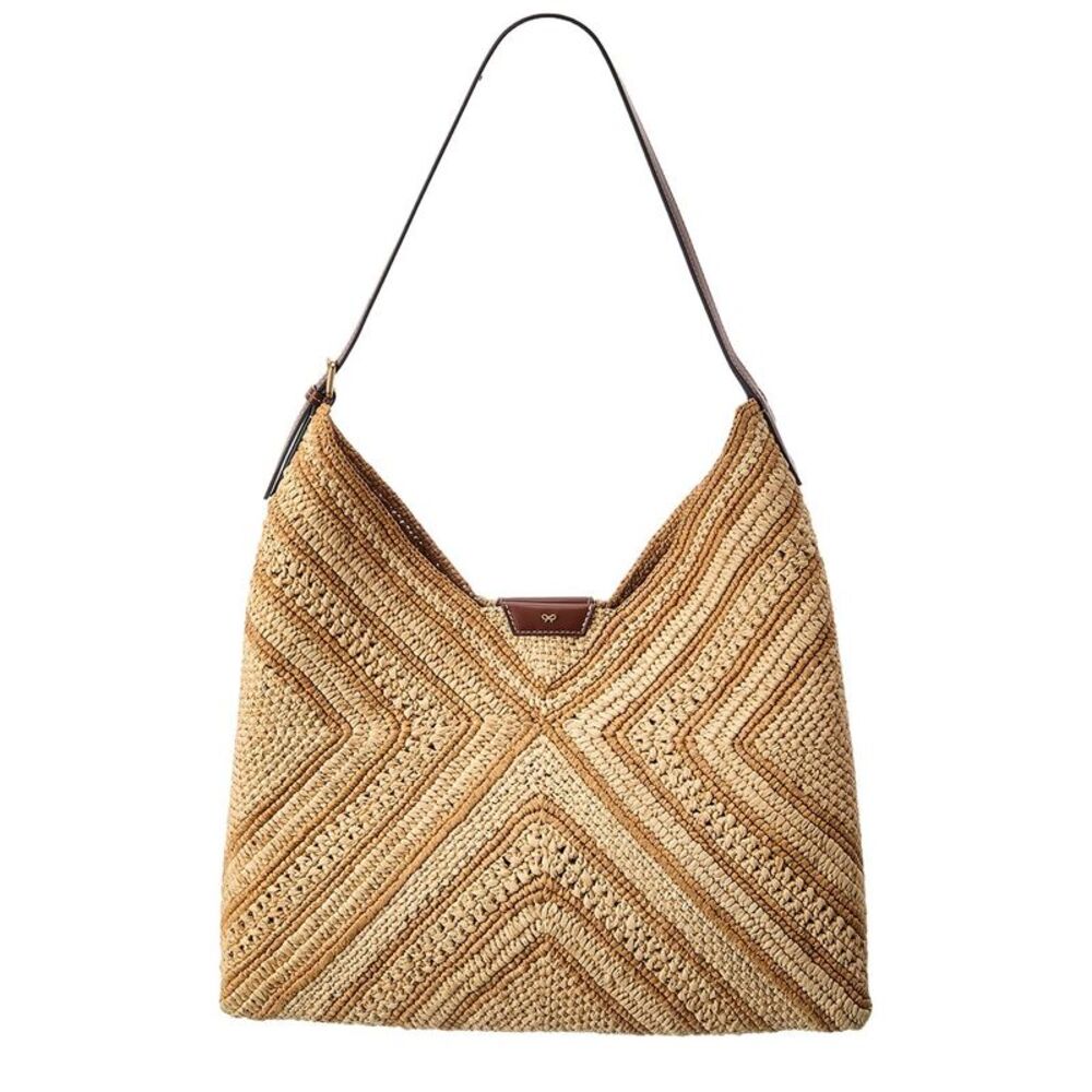 Anya Hindmarch Bow Raffia & Leather Tote Bag, Brown